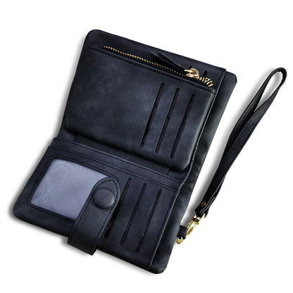 HOTAOXONEL Women's Small Bifold Leather wallet Rfid blocking Ladies Wristlet with Card holder id window Coin Purse