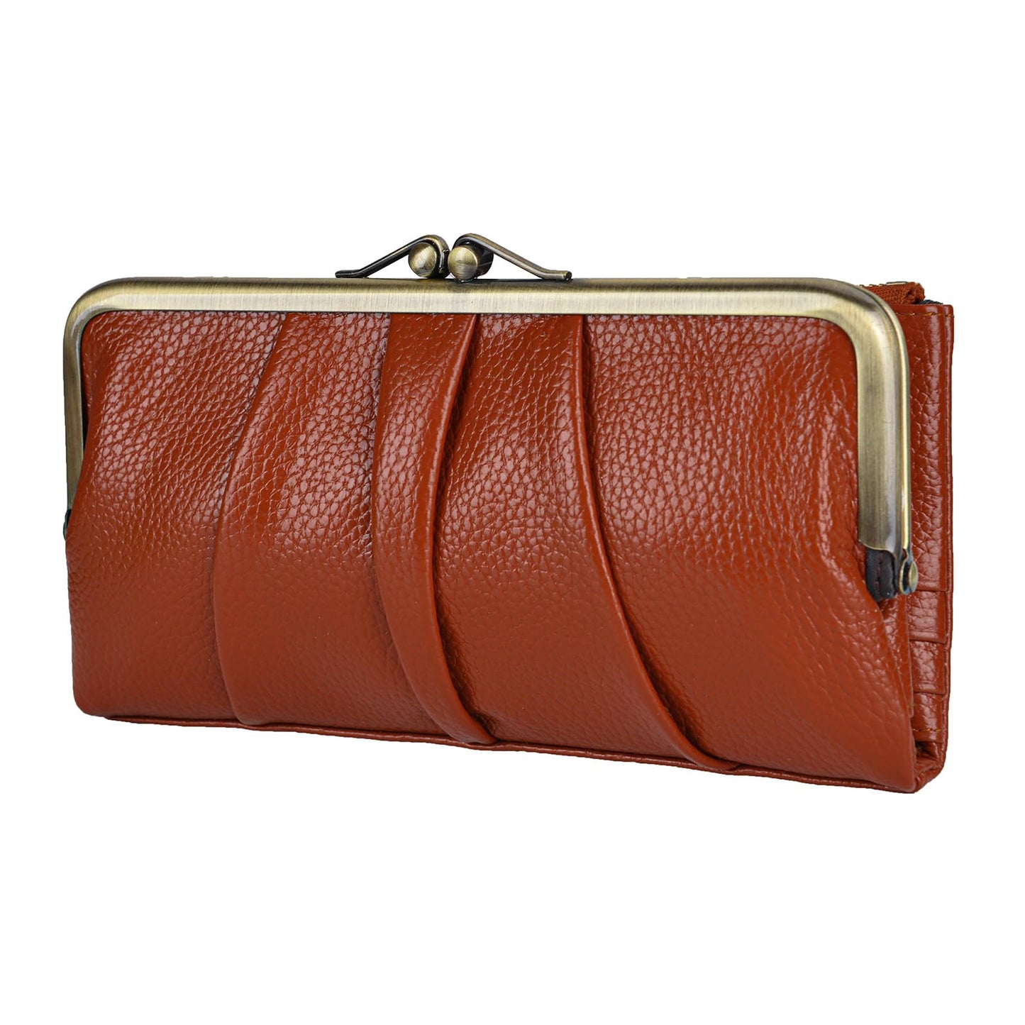 HOTEASTNIGHTS Soft Leather Wallets for Women Compact Bifold RFID Clutch Wallet Ladies Coin Purse with Zipper and Kiss Lock