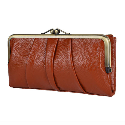 HOTEASTNIGHTS Soft Leather Wallets for Women Compact Bifold RFID Clutch Wallet Ladies Coin Purse with Zipper and Kiss Lock