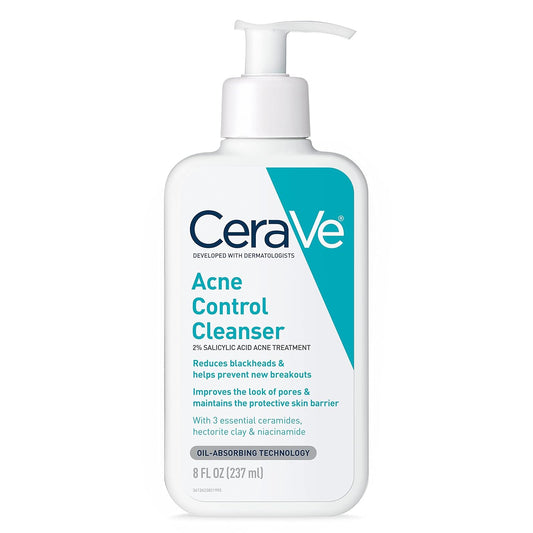 HOTCeraVe Acne Treatment Face Wash, Salicylic Acid Cleanser with Purifying Clay, Niacinamide, and Ceramides, Pore Control and Blackhead Remover, 8 Ounce