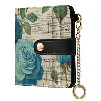HOTElegant Peonies and Irises Rfid Women Wallet 1 Pack Cute Coin Purse PU Leather Small Wallets Credit Card Holder Bifold Zipper Thin Travel Wallet for Female Ladies Teen Girls Girly