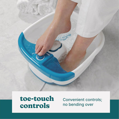 HOTHomedics Bubble Mate Foot Spa, Toe Touch Controlled Foot Bath with Invigorating Bubbles and Splash Proof, Raised Massage Nodes and Removable Pumice Stone