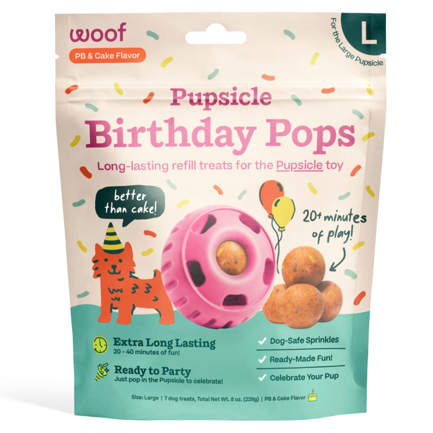 HOTWOOF Pupsicle Refill Pops - Low-Mess Dog Snacks - with Peanut Butter and Beef - Dog Treats - Long Lasting - Large Pops - 7 Count