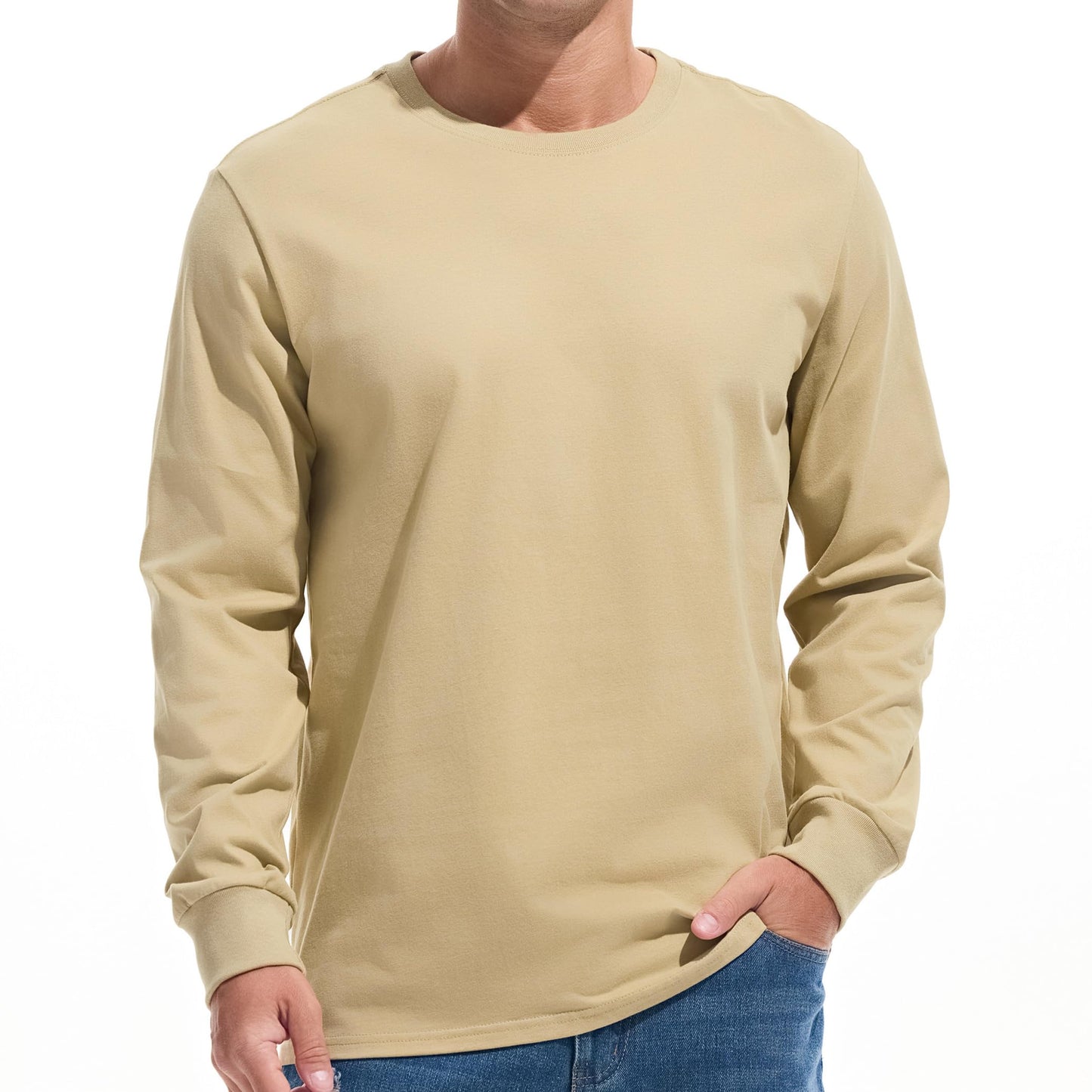HOTVEIISAR Men's Heavy Weight Crew Neck T-Shirt Mens Premium Cotton Tee - Pre Shrunk S-3XL