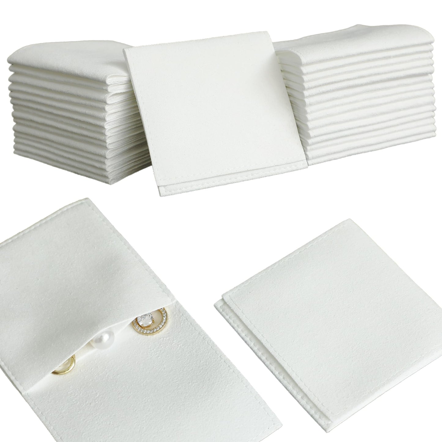 HOT40pcs Black Microfiber Jewelry Pouch 8 x 8cm Jewelry Packaging Bag Envelope Style Luxury Small Favor Bags Jewelry Gift Bags for Earrings Necklaces Bracelet Ring