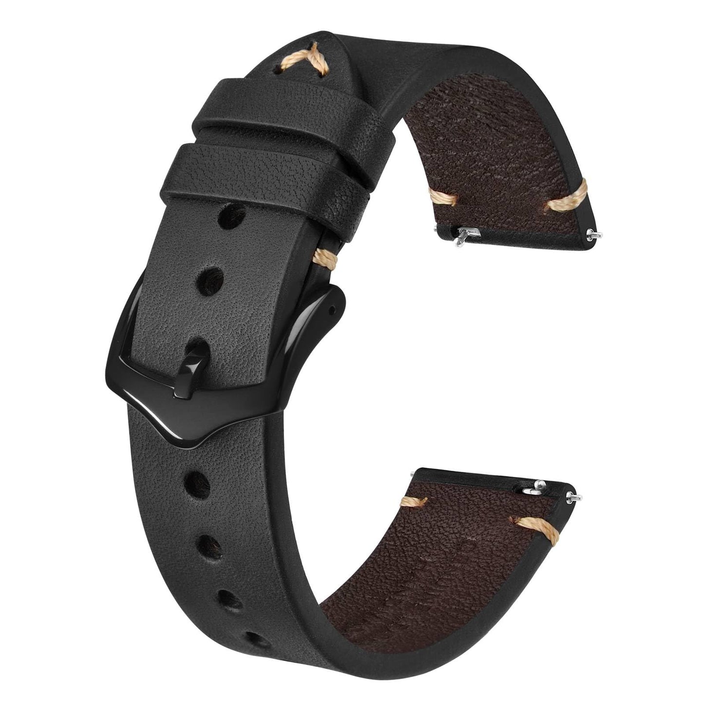 HOTBISONSTRAP Men's Watch Bands, Hand-Stitched Leather Watch Straps, Quick Release, 18mm 19mm 20mm 21mm 22mm
