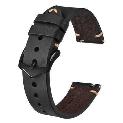 HOTBISONSTRAP Men's Watch Bands, Hand-Stitched Leather Watch Straps, Quick Release, 18mm 19mm 20mm 21mm 22mm