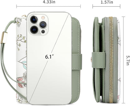 HOTSENDEFN Leather Credit Card Holder RFID Blocking Wallet for Women Large Capacity Card Case Organizer Wristlet with 35 Slots