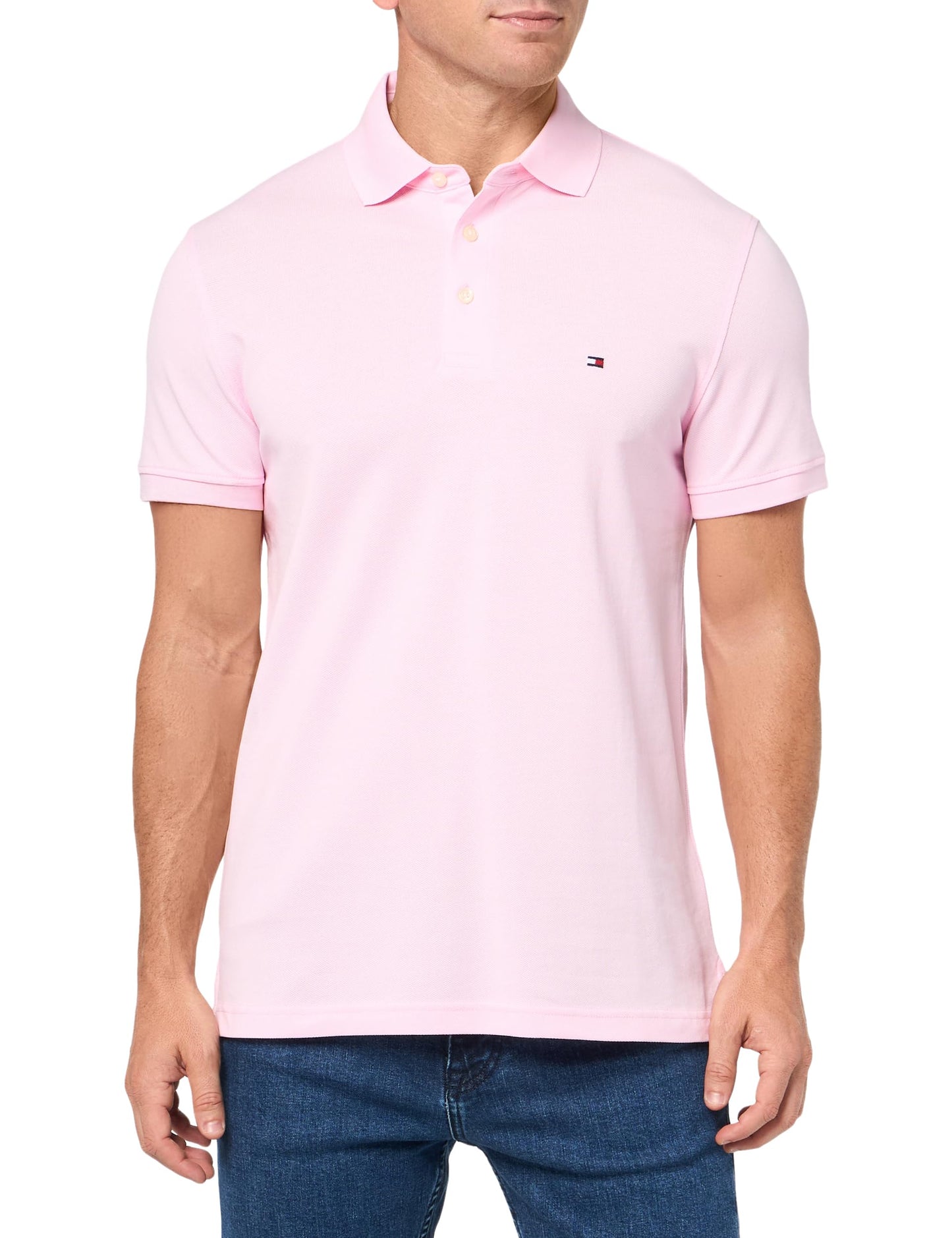 HOTTommy Hilfiger Men's Short Sleeve Polo Shirts in Slim Fit with Stretch and Organic Pique Cotton
