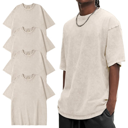 HOTEiscntd Mens Oversized T-Shirts Heavyweight Cotton Vintage Unisex Baggy Tee