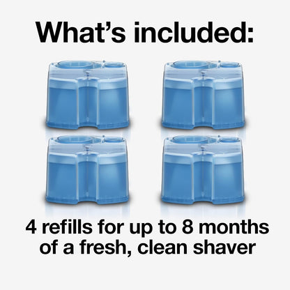HOTBraun Clean & Renew Refill Cartridges CCR, Replacement Shaver Cleaner Liquid Solution for Clean&Charge System, Pack of 4