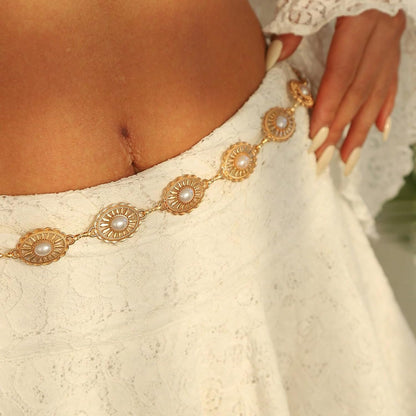 HOTRINHOO Metal Waist Chain Belt for Women Cowgirl Chain Concho Belts for Dresses Jeans Country Concert Outfit