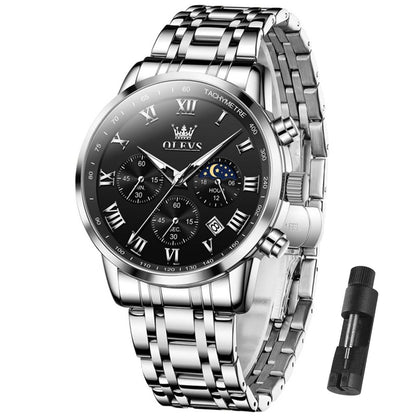 HOTOLEVS Men Multifunction Watch, Multi Dial Waterproof Luminous Chronograph Men's Watch with Date Gift for Men,Stainless Steel Watches for Men,Classic Men Wrist Watch
