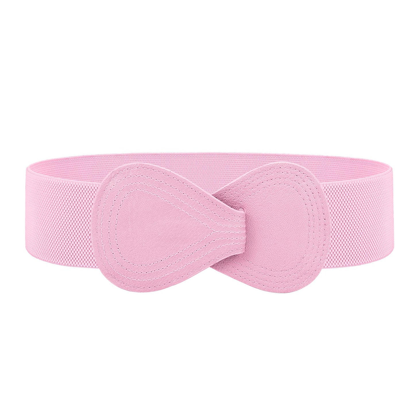 HOTWHIPPY Women Wide Elastic Belt Ladies Stretch Dress Belt Fashion Waistband with 8-shaped Interlock Leather Buckle