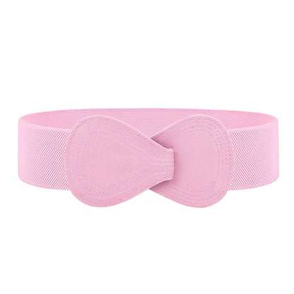 HOTWHIPPY Women Wide Elastic Belt Ladies Stretch Dress Belt Fashion Waistband with 8-shaped Interlock Leather Buckle
