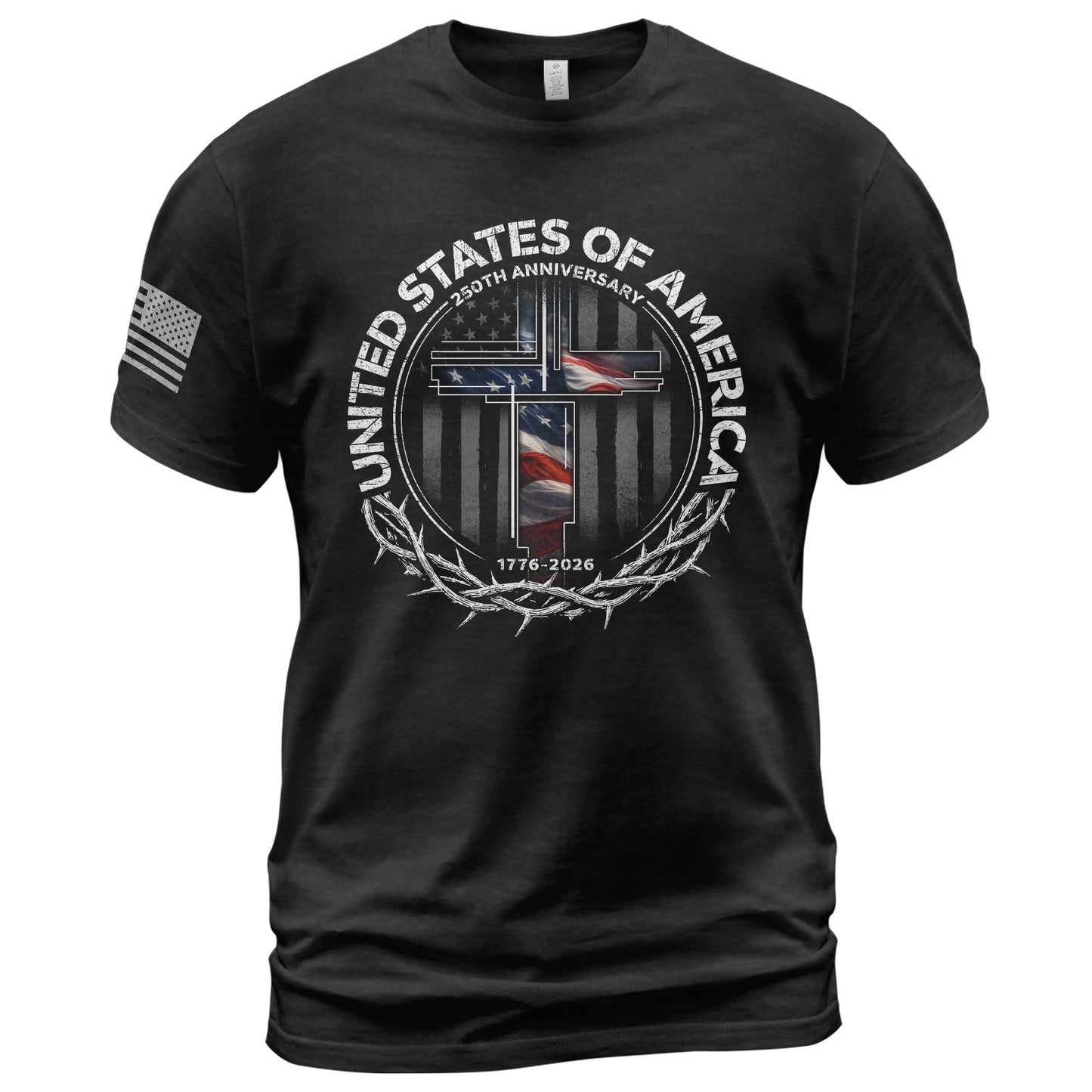 HOT250 Anniversary USA Shirt, Christian Shirts for Men | Celebrate your faith and American pride with our unique collection of cross-themed apparel and 250th anniversary shirts