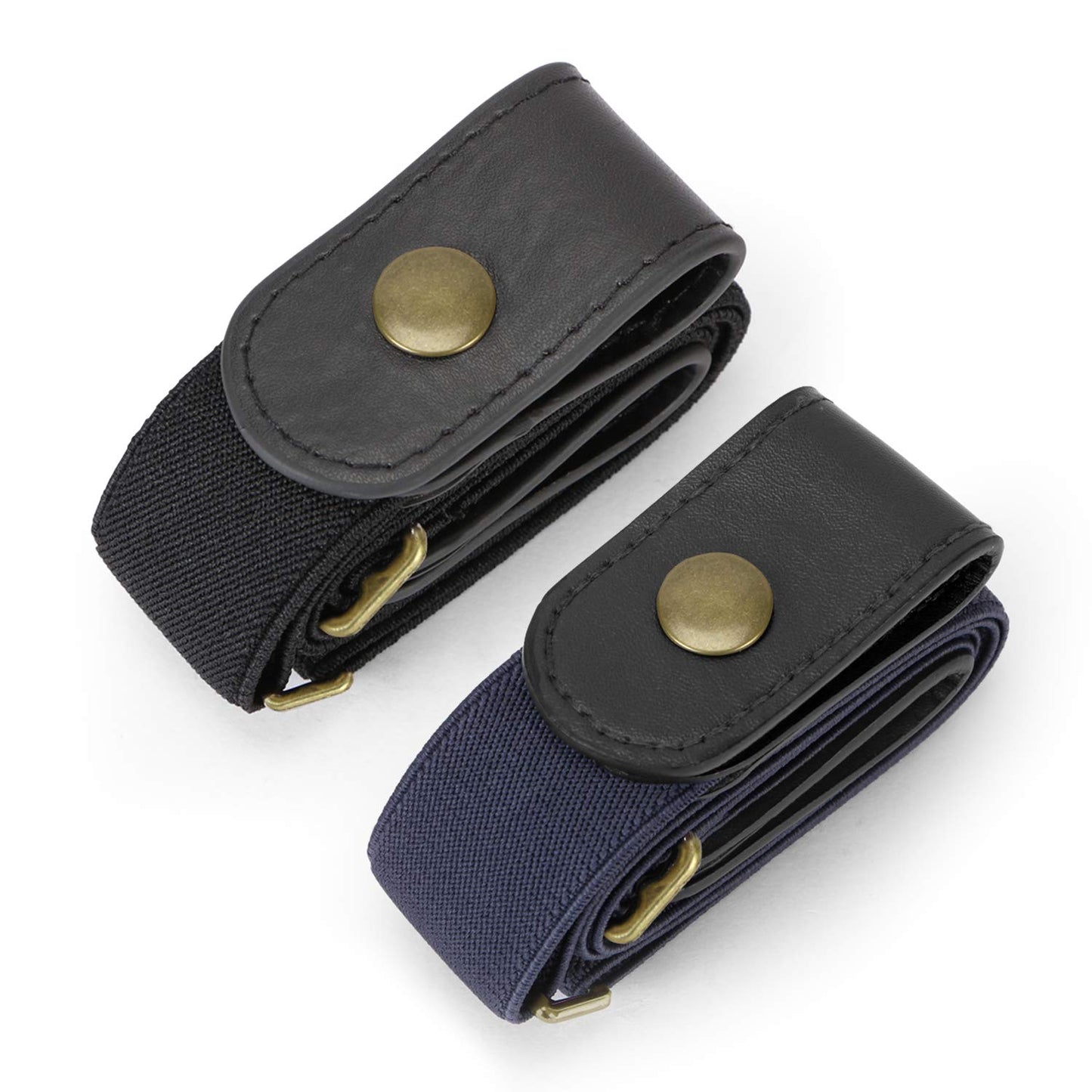 HOTWHIPPY 2 Pack Buckle Free Comfortable Elastic Belt for Women or Men, Buckle-less No Bulge No Hassle Invisible Belts