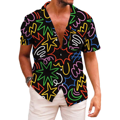 HOTKYKU Funky Hawaiian Shirt for Men Palm Beach Shirts Tropical Vacation Clothes