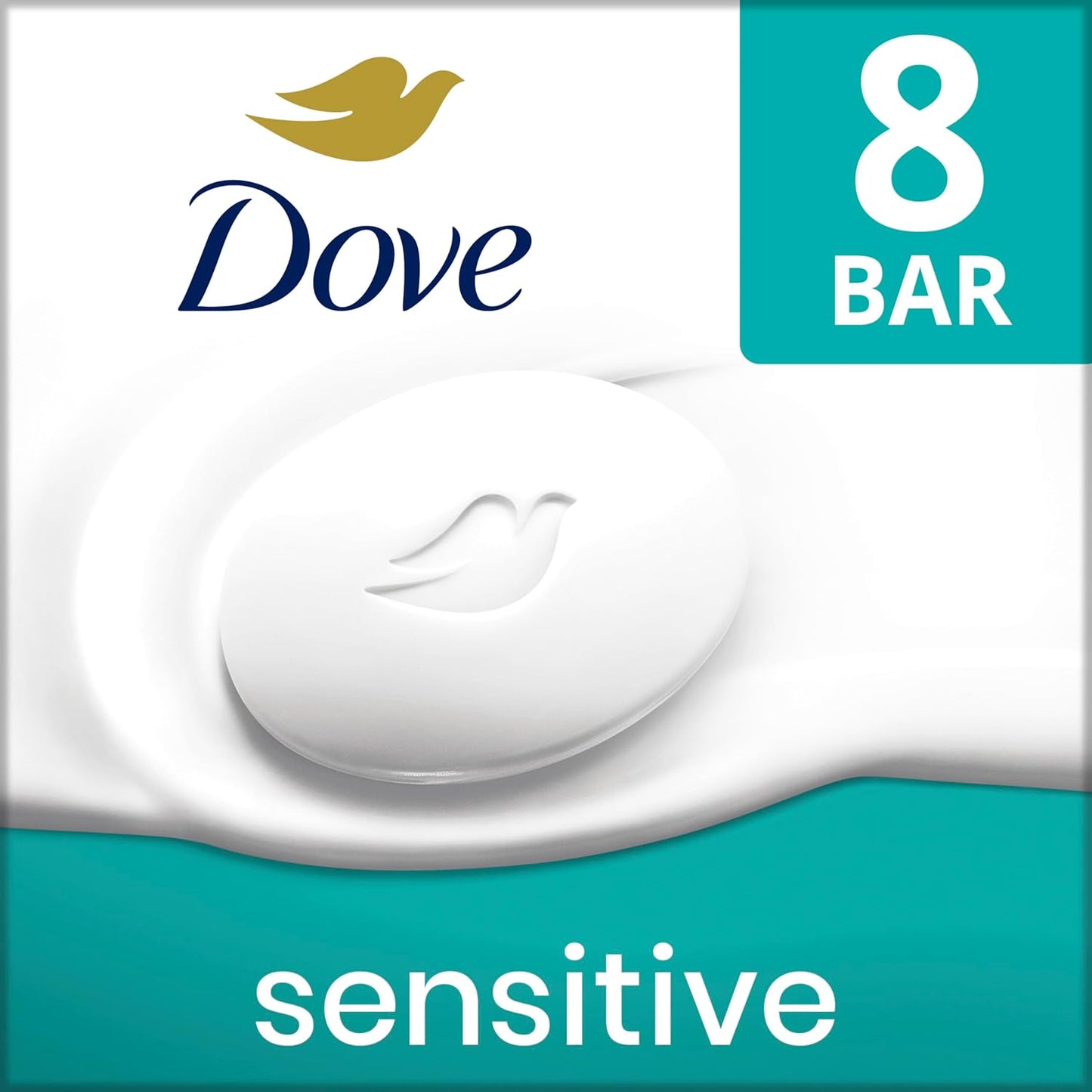 HOTDove Beauty Bar Soap Sensitive, 8 Bars for Sensitive Skin, Fragrance Free and Hypoallergenic 3.75 oz
