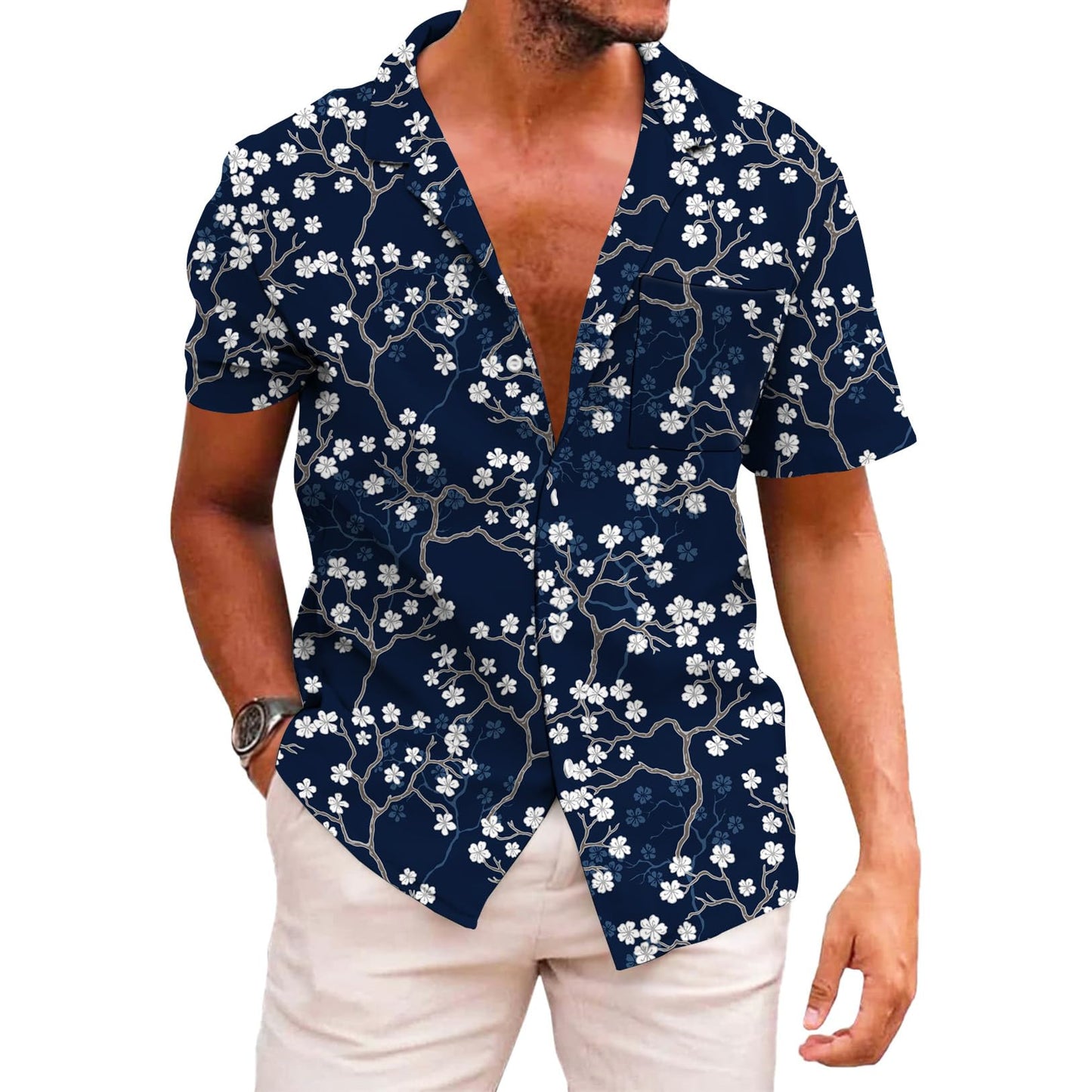 HOTKYKU Funky Hawaiian Shirt for Men Palm Beach Shirts Tropical Vacation Clothes
