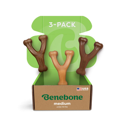 HOTBenebone Wishbone Durable Dog Chew Toy for Aggressive Chewers, Real Bacon, Made in USA, Medium