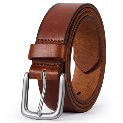 HOTVATAN Men's Full Grain Leather Casual Every Day Jeans Belts, Handmade Men Leather Belt with Gift Box