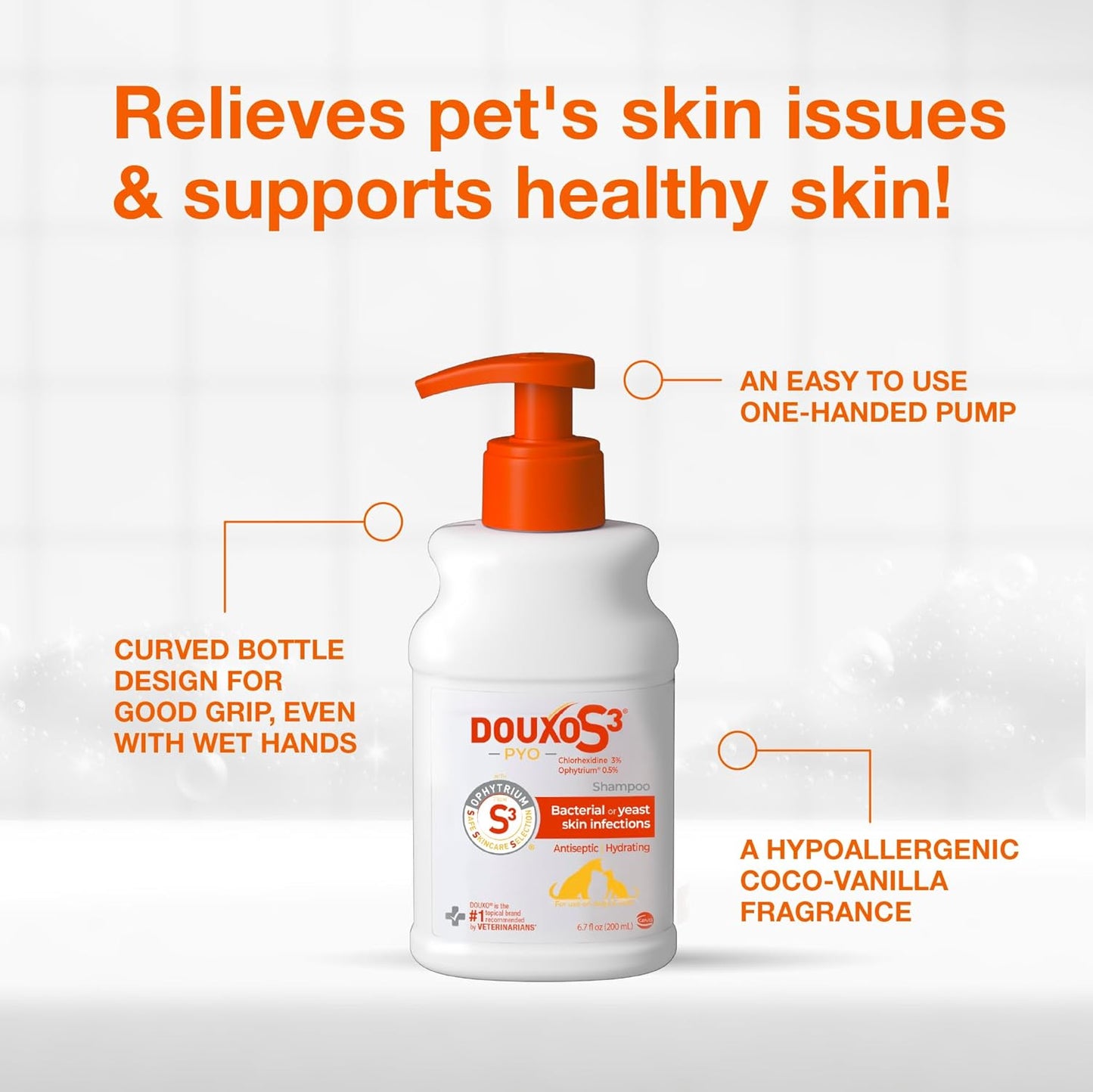 HOTDouxo S3 PYO Medicated Dog Shampoo with 3% Chlorhexidine for Dogs – Antibacterial & Antiseptic Yeast Infection Treatment For Dogs & Cats, Clinically Proven, 6.7 fl oz | Antibacterial & Antiseptic Yeast Infection Treatment For Dogs & Cats, Clinically Pr