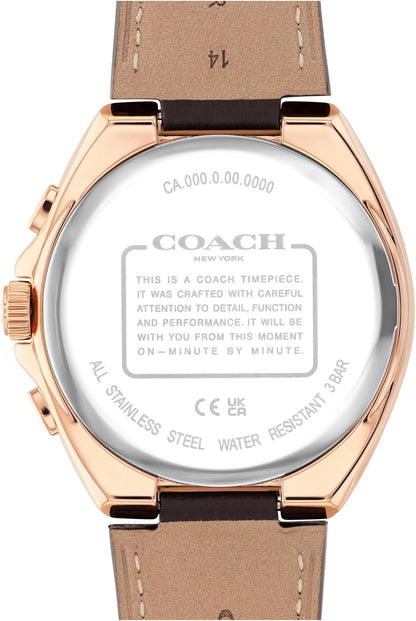 HOTCOACH Men's Jackson Chronograph Watch, 45mm Case Size, Genuine Leather Strap, Premium Fashion, Everyday Wear - Gift for Him
