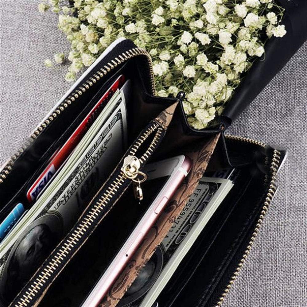 HOTPersonalized Photo Wallet Women Leather Wallet Clutch Wallet with Wristlet handbag best gift for women(Black Double Side)