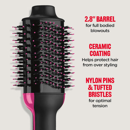 HOTREVLON One-Step Volumizer Hair Dryer and Styler – Easy Salon-Style Blowouts – Less Frizz, More Shine, and Reduced Heat Damage, for All Hair Types and Lengths (Black)