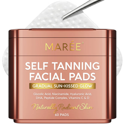 HOTMAREE Glycolic Acid Pads - Toner Pads for Face Cleansing - Exfoliating Pad with Tea Tree Oil, Salicylic Acid & Vitamins E, B3, B5 - Facial Polishes & Peels, Skin Pore Resurfacing & Radiance - 50 Count