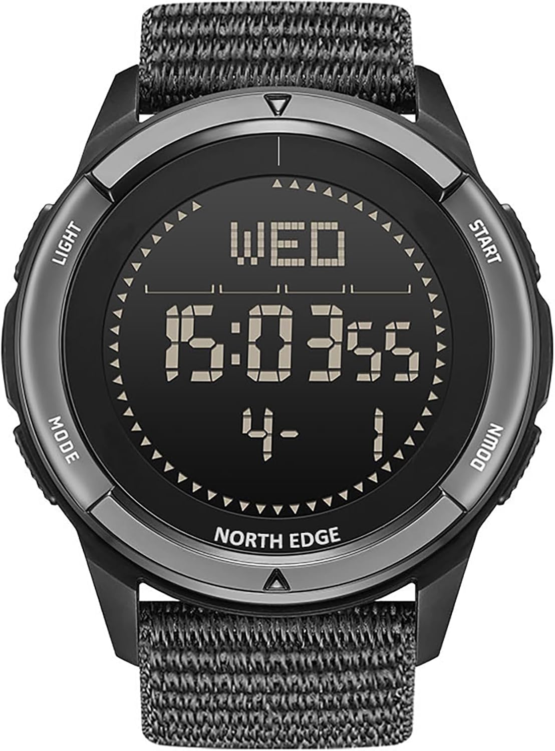HOTNORTH EDGE ALPS Outdoor Digital Compass Watch for Men | Pedometer, 50M Water Resistance, EL Backlight, Lightweight Carbon Fiber Case and Black Nylon Strap