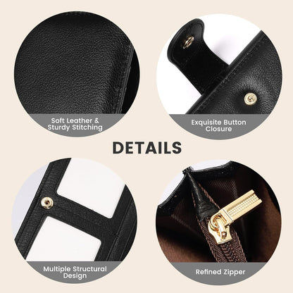 HOTProfessional RFID Blocking Wallet for Women - Genuine Leather Work Purse with Phone Pocket, Large Capacity Organizer for Credit Cards, ID, Cash & Office Essentials (Black)