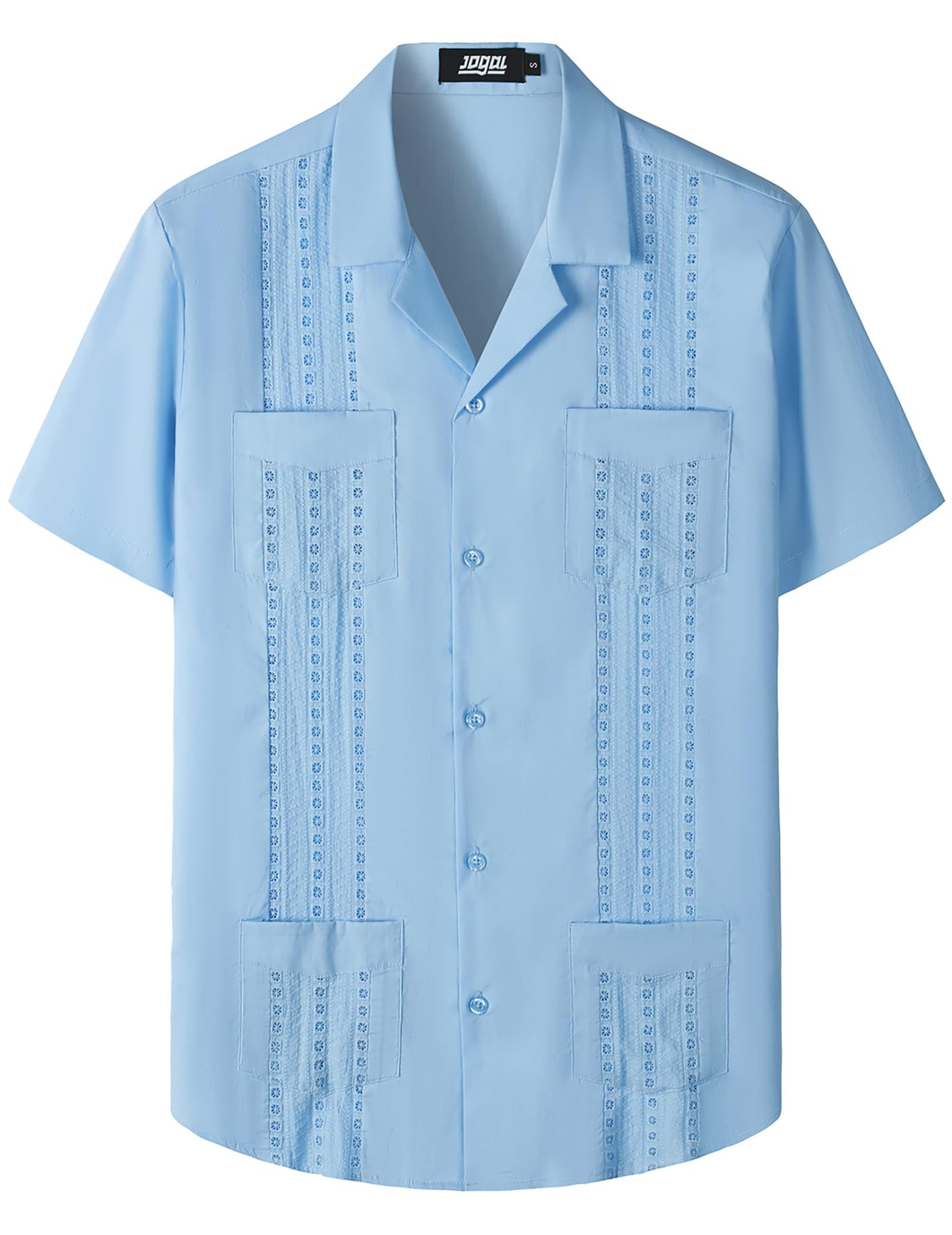 HOTJOGAL Mens Guayabera Shirts Cuban Short Sleeve Casual Button Down Beach Shirt