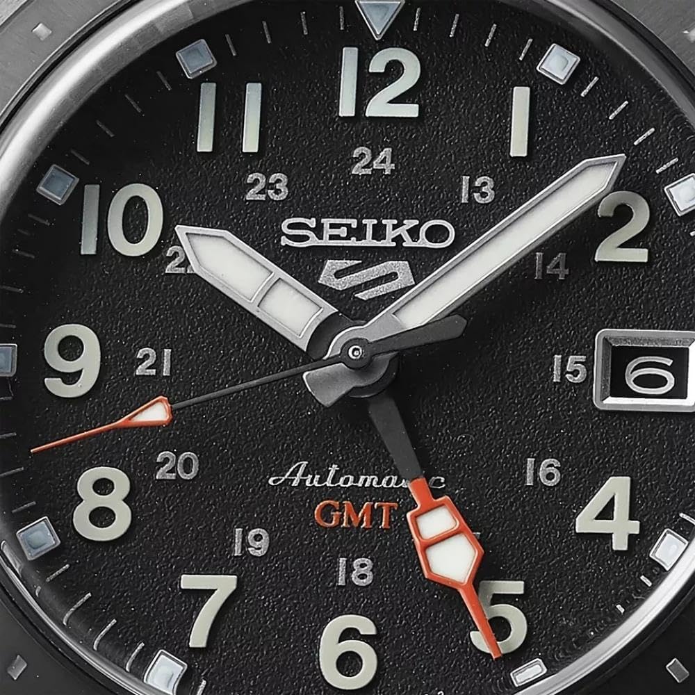 HOTSeiko 5 Sports Mens Field Deception Automatic GMT Watch SSK025K1, Black, Strap
