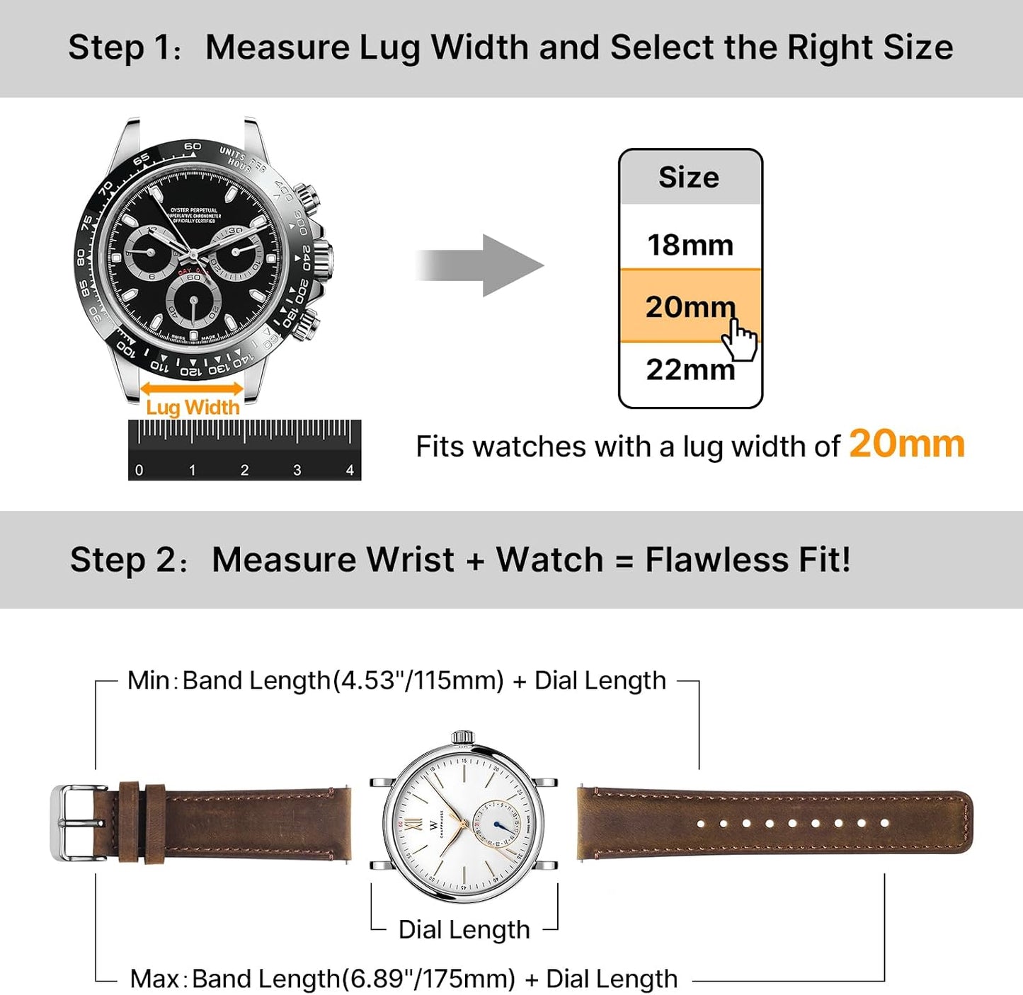 HOTFullmosa 20mm Quick Release Leather Watch Bands for Garmin Samsung Galaxy | 2 Pack Straps for Vivoactive 6/5, Venu Sq/Sq 2, Samsung Galaxy 7/6/5, Gear S2 Classic, Saddle Brown+Silver/Black+Silver