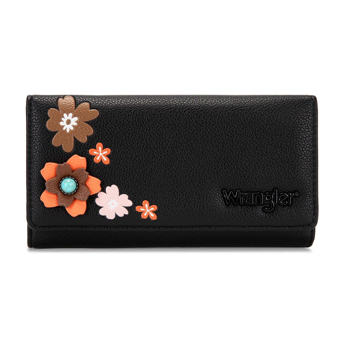 HOTX Wrangler Women's Wallet RFID Blocking Large Floral Trifold Wallets | Large Capacity, Floral Print, Multi Card Slots, ID Window, Money organizer & Coin pocket, Ideal Gift Choice for All Holidays