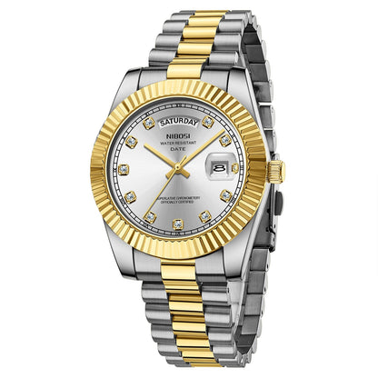 HOTNIBOSI Men Watches Analog Quartz Stainless Steel Rose Gold Silver Watches for Men Waterproof Business Classic Desiger Wrist Watch with Day Date