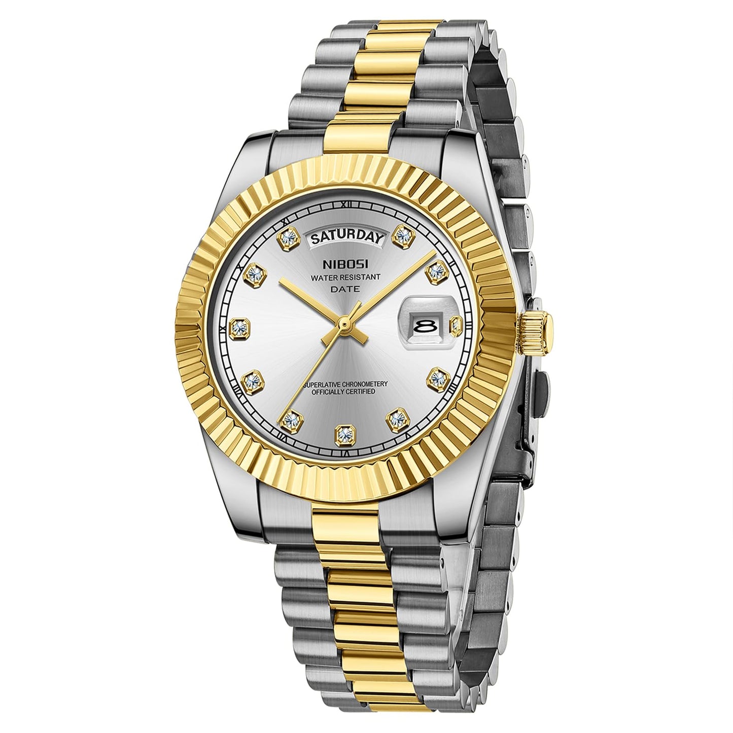 HOTNIBOSI Men Watches Analog Quartz Stainless Steel Rose Gold Silver Watches for Men Waterproof Business Classic Desiger Wrist Watch with Day Date