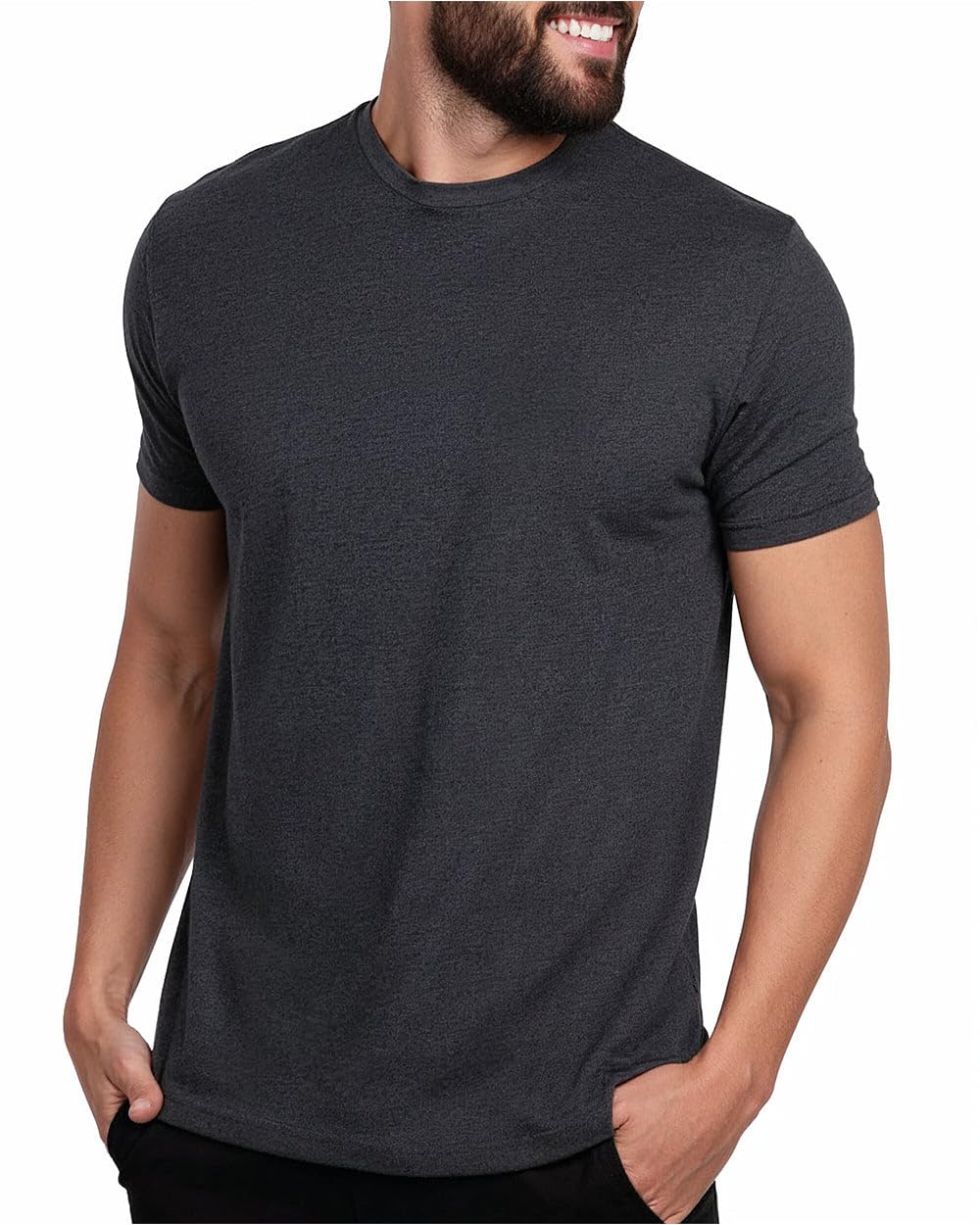 HOTMens T Shirts Soft Cotton Crew Neck Athletic Fit Casual Tees S-4XL | Soft cotton blend casual tee shirts with 4-way stretch - tag-free athletic fit for gym, work & casual wear. A go-to gift.