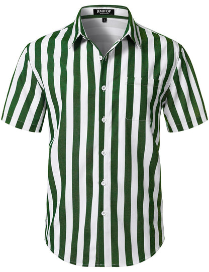 HOTJEMITOP Mens Stretch Wrinkle Free Texture Shirts | Lightweight, Summer, Beach, Stylish, Button Down, Short Sleeve, Casual, Vacation