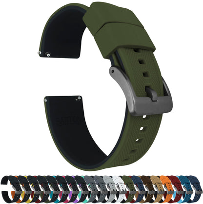 HOTBARTON Elite Silicone Watch Bands - Quick Release - Choose Strap Color & Buckle Color (Stainless Steel, Black PVD or Gunmetal Grey) - 18mm, 20mm, 22mm & 24mm Watch Straps