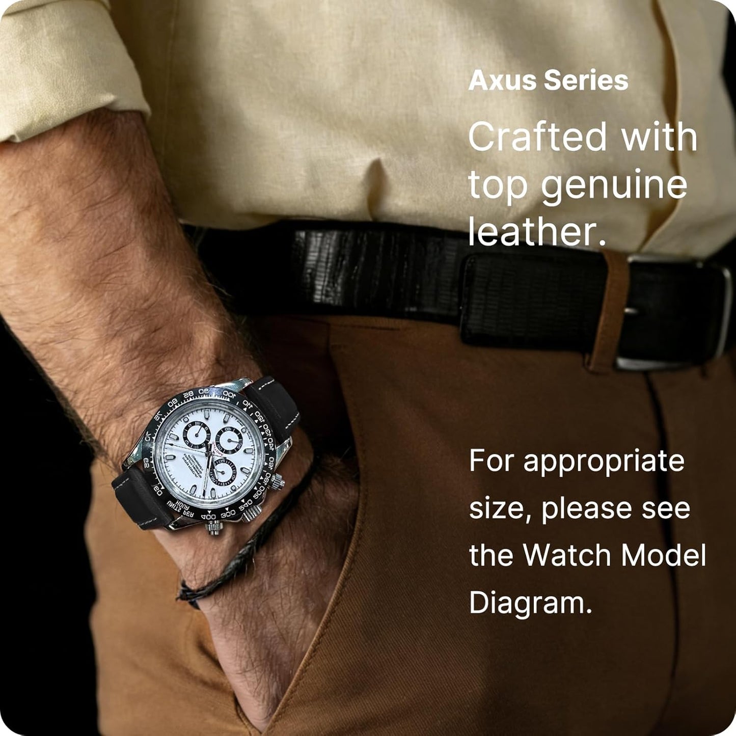 HOTFullmosa 24mm Quick Release Leather Watch Band | Traditional Smartwatch Replacement Strap for Women Men Formal Daily Commute, Black&Silver Buckle