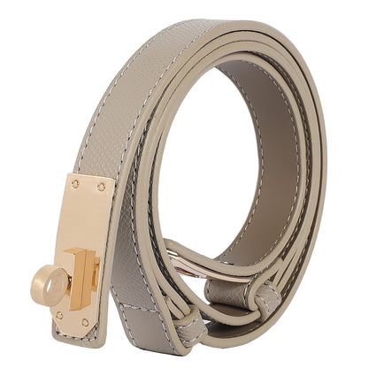 HOTWomen's Thin Leather Belts with Turn Lock Buckle,Belt Women Adjustable for Pants Dresses Jeans Coats