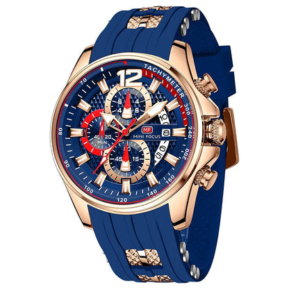 HOTMF MINI FOCUS Men Watch Casual Fashion Wrist Watches (Chronograph/Waterproof/Luminous/Calendar) Silicon Band Quartz Watches for Men