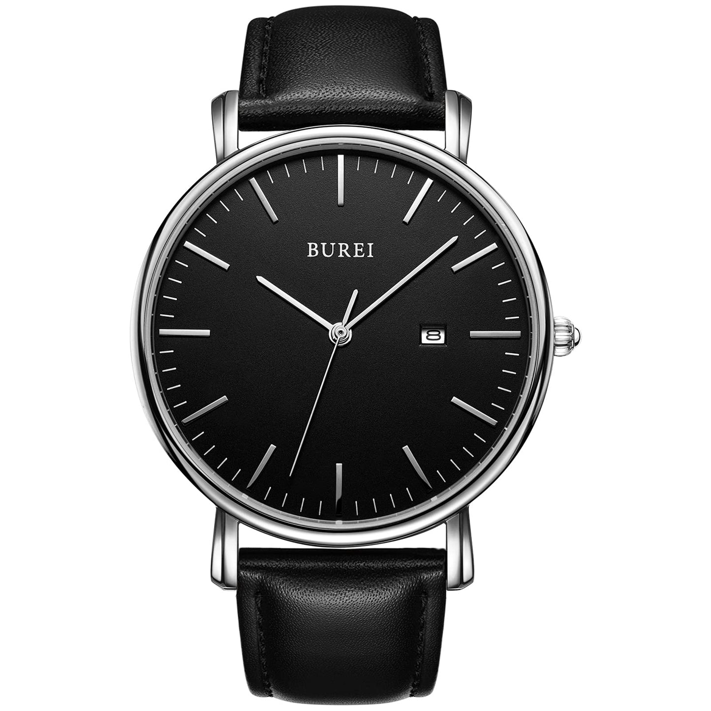 HOTBUREI Ultra Thin Minimalist Men Watch, All Black Stainless Steel Mesh Band,Analog Waterproof Casual Business Wristwatch, Gift for Father