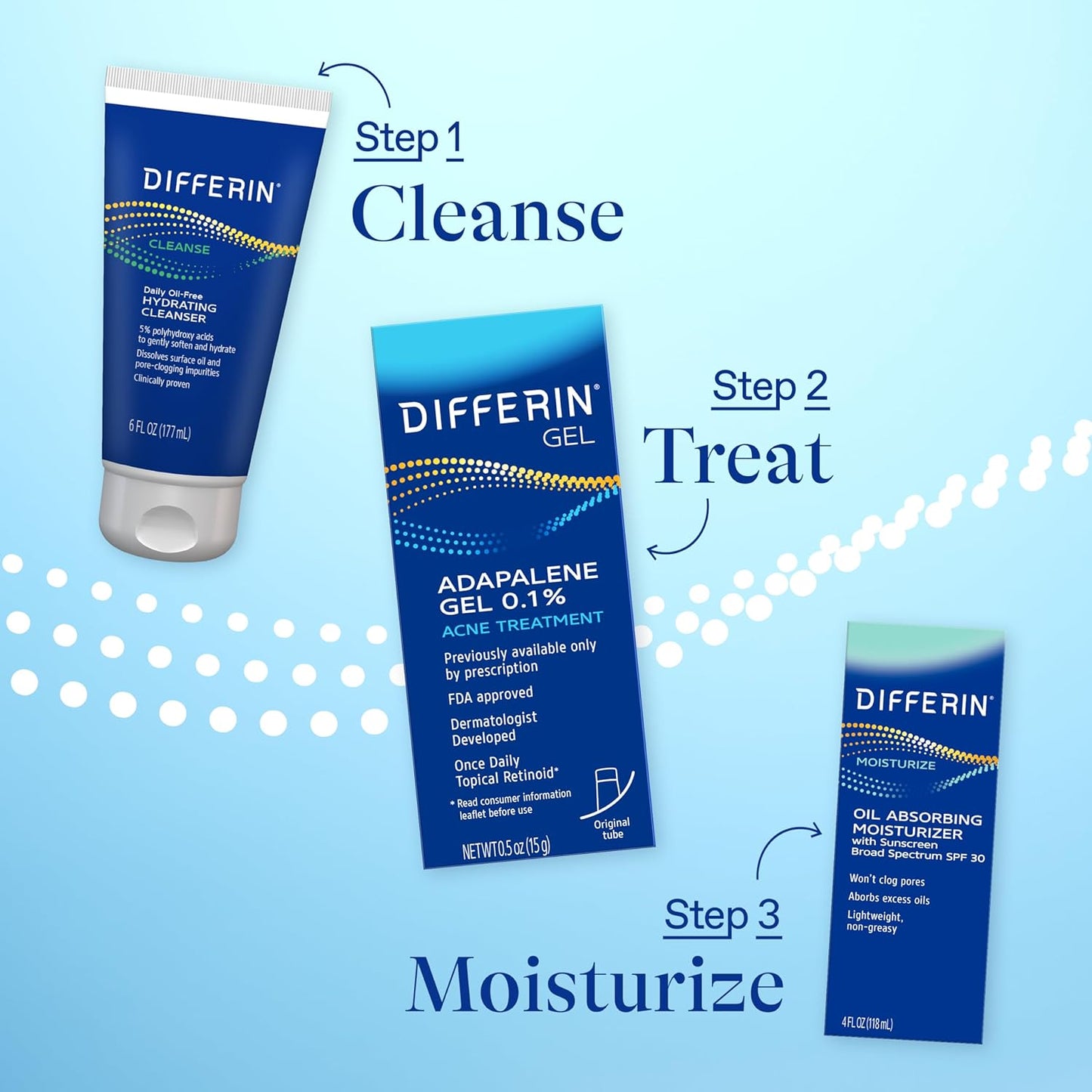HOTDifferin Acne Treatment Gel, 30 Day Supply, Retinoid Treatment for Face with 0.1% Adapalene, Gentle Skin Care for Acne Prone Sensitive Skin, 15g Tube (Packaging May Vary) | 30-Day Supply, OTC Retinoid, Clears Acne & Prevents Breakouts, Gentle For Sensi