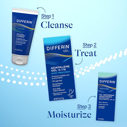 HOTDifferin Acne Treatment Gel, 30 Day Supply, Retinoid Treatment for Face with 0.1% Adapalene, Gentle Skin Care for Acne Prone Sensitive Skin, 15g Tube (Packaging May Vary) | 30-Day Supply, OTC Retinoid, Clears Acne & Prevents Breakouts, Gentle For Sensi