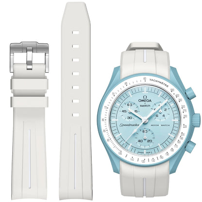 HOTBands for Moonswatch Watch,Curved No Gap Rubber Strap Compatible with Omega X Swatch Moonswatch Speedmaster/Rolex/SEIKO 20mm Watch,Swatch Omega Moonswatch Speedmaster Watch Replacement Band Men Women