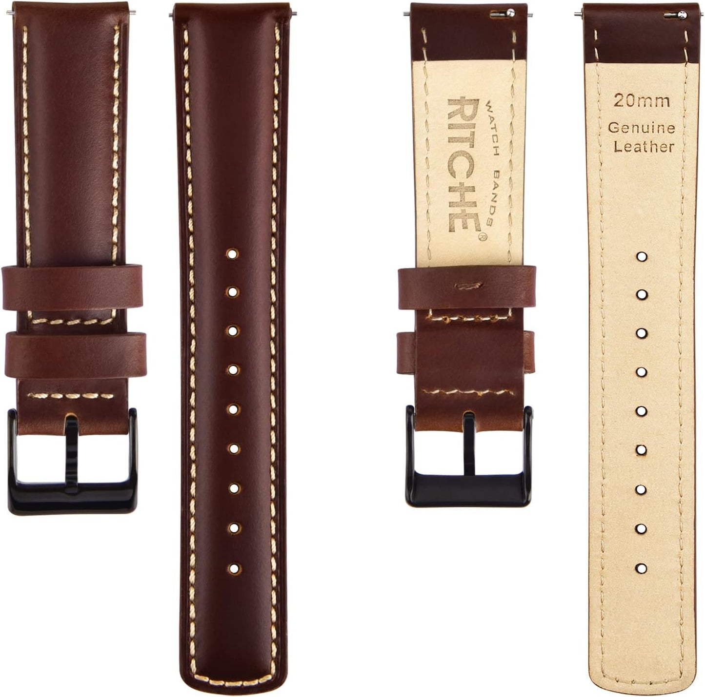 HOTRitche Christmas Gift Quick Release Leather Watch Bands Genuine Watch Straps for Men Women Top Grain Leather Watch Strap, White Elephant Gifts, Stocking Stuffers for Men, Father's Day gifts